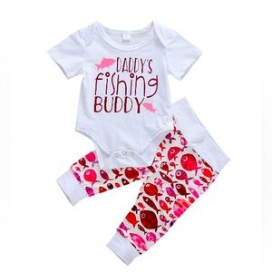 Daddy’s Fishing Buddy outfit 12 months matching set